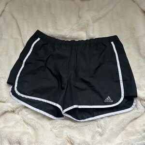 Adidas Women's Black Athletic Shorts with White Trim medium